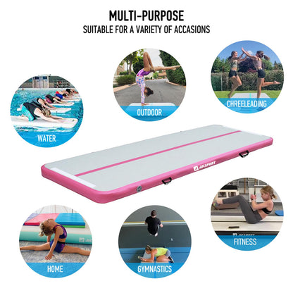 AKSPORT Air Mat Tumble Track Gymnastics Tumbling Mat Inflatable Mats With Electric Air Pump for Home Use/Tumble/Gym/Training/Cheerleading/Parkour/Beach/Park/Water 3.3/10/13.12/16.4/20/23-39ft (pink, 13.12)