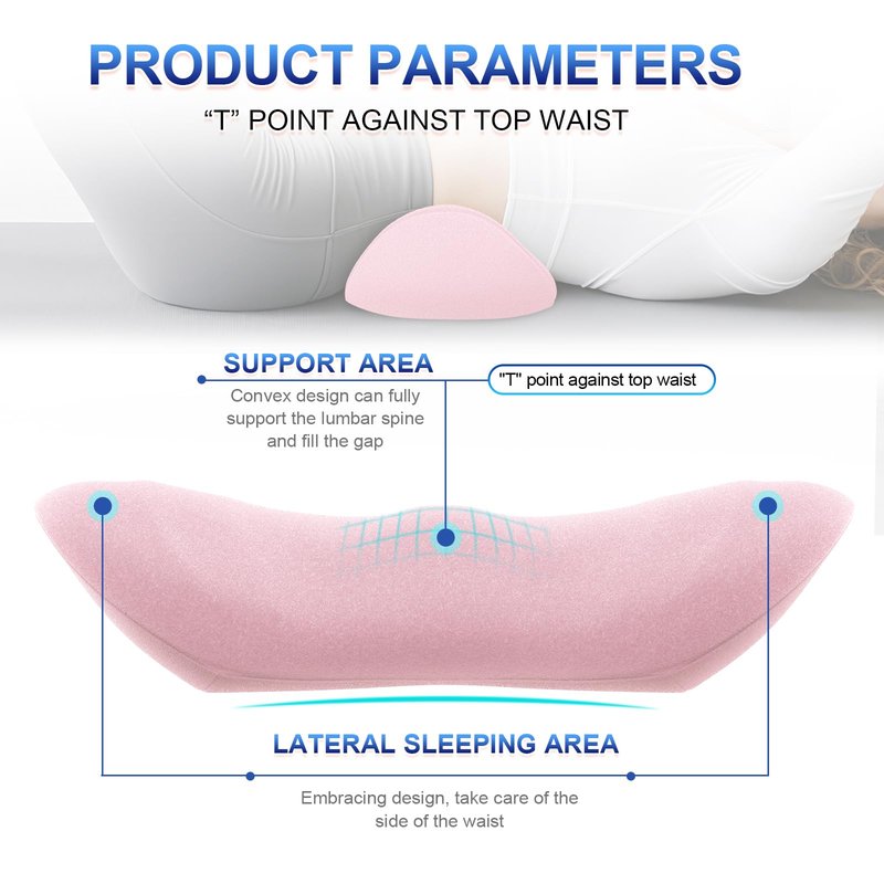 Lumbar Support Pillow, Ergonomic Back Cushion for Office Chair with Adjustable Straps & Detachable Breathable Cover,Memory Foam Car Lumbar Pillow, Back Support Pillow for Car, Office,Bed Rest(Pink)