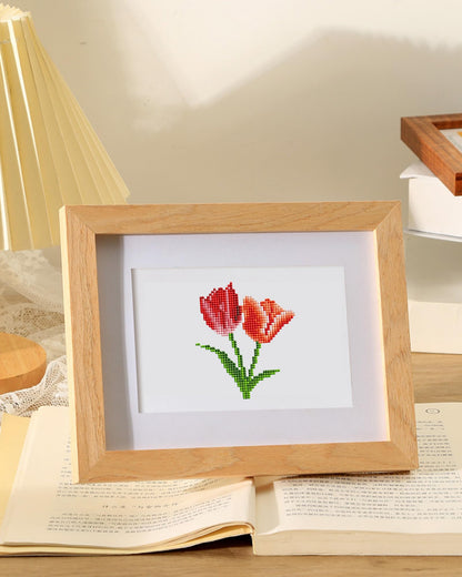PeakLuv 12 Pcs Small Diamond Art Kits Diamond Painting Kits, Flowers Mini Diamond Art Kits for Adults, DIY Square Drill Flower Mini Gem Painting 1-Hour Painting for Home Desktop Decor, 7X6in