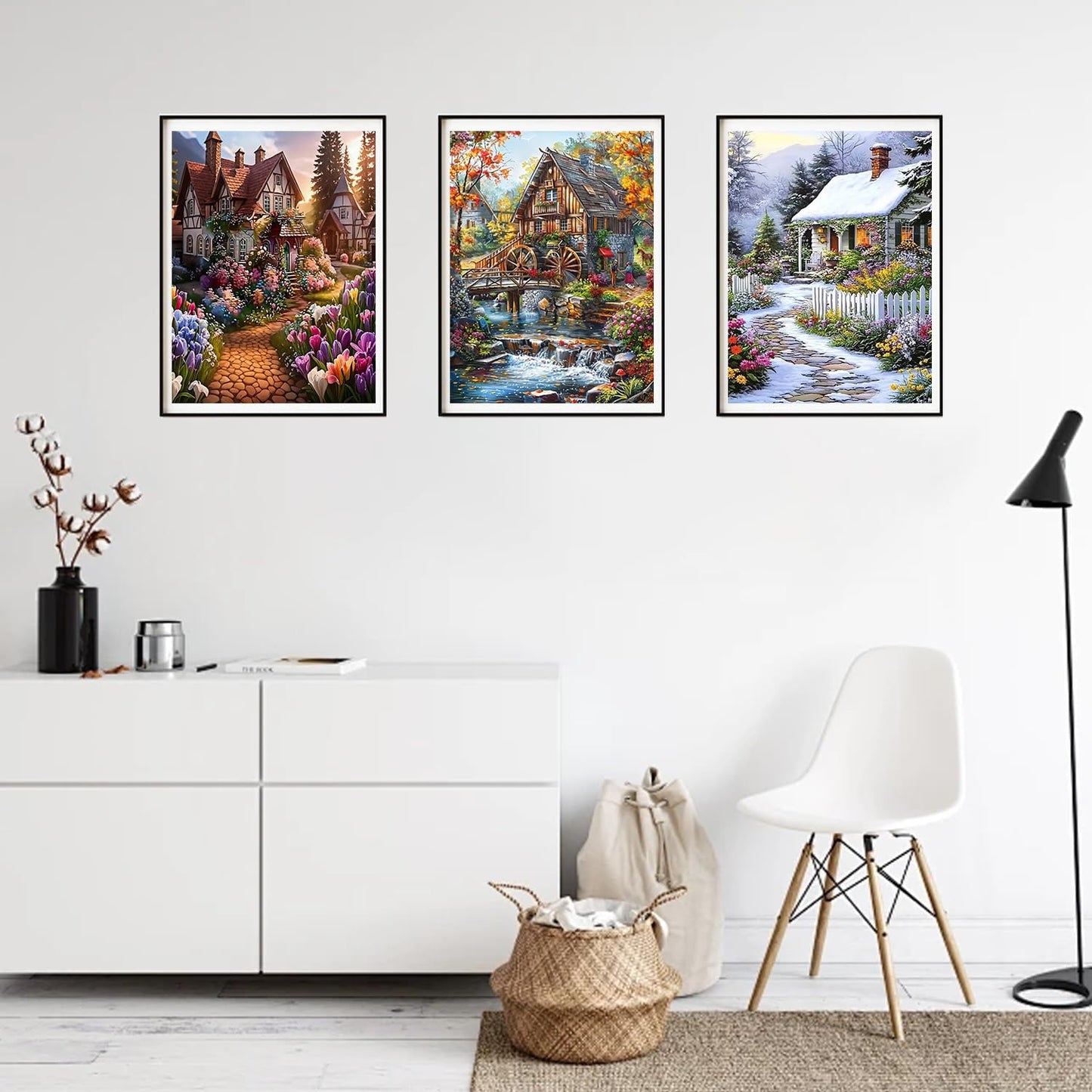 Ekuxom 3 Pack Diamond Painting Kit for Adults-Landscape Diamond Art Kits for Adults-5D DIY Full Round Drill Diamonds Gem Art Set for Home Wall Decor 12x16inch