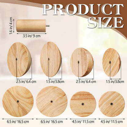 Doublefill 4 Pack Pottery Molds Plaster Molds Wood Pottery Tools with Handle for Ceramic Top Forms DIY Bowls Plate Dish Slump Press Art Making (Hemispherical,4.5'' 6.5'' Thickness 2.5'')