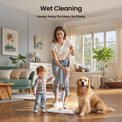 Spray Mops for Floor Cleaning with 3pcs Washable Pads, Xlife Wet Dry Mop for Kitchen Wood Hardwood Laminate Ceramic Tiles Floor Dust Cleaning-Red (No Cleaner)