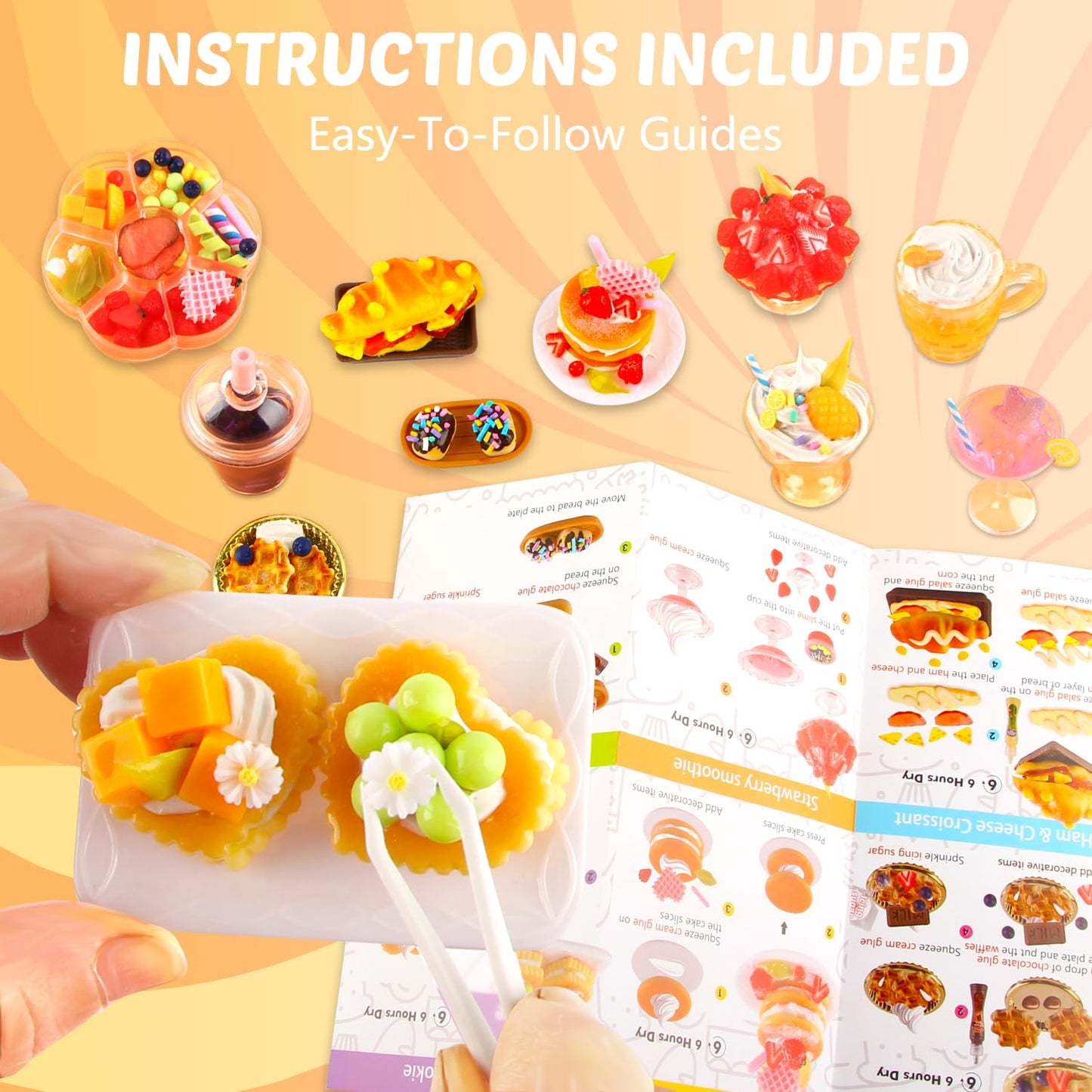 12 Making Miniature Food, Mini Dessert Cup Making Craft Set, DIY Mini Food, NOT Edible, Birthday Idea for Kids Age 6+, Fun Party Gift(Mini food1)