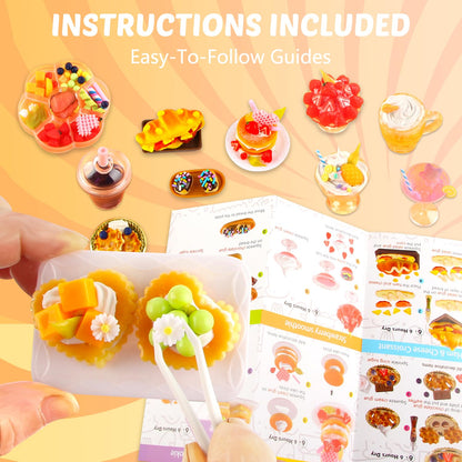 12 Making Miniature Food, Mini Dessert Cup Making Craft Set, DIY Mini Food, NOT Edible, Birthday Idea for Kids Age 6+, Fun Party Gift(Mini food1)