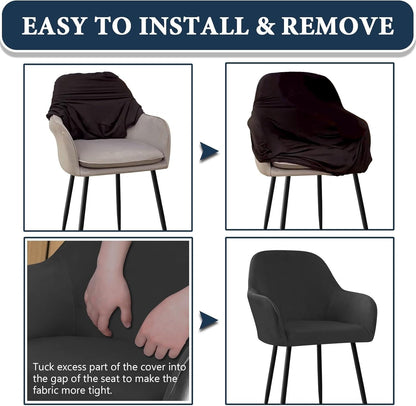 1PC) Velvet Curved Back Dining Room Chair Covers with Arms Stretch Swivel Bar Stool Chair Slipcover with Armrest Accent