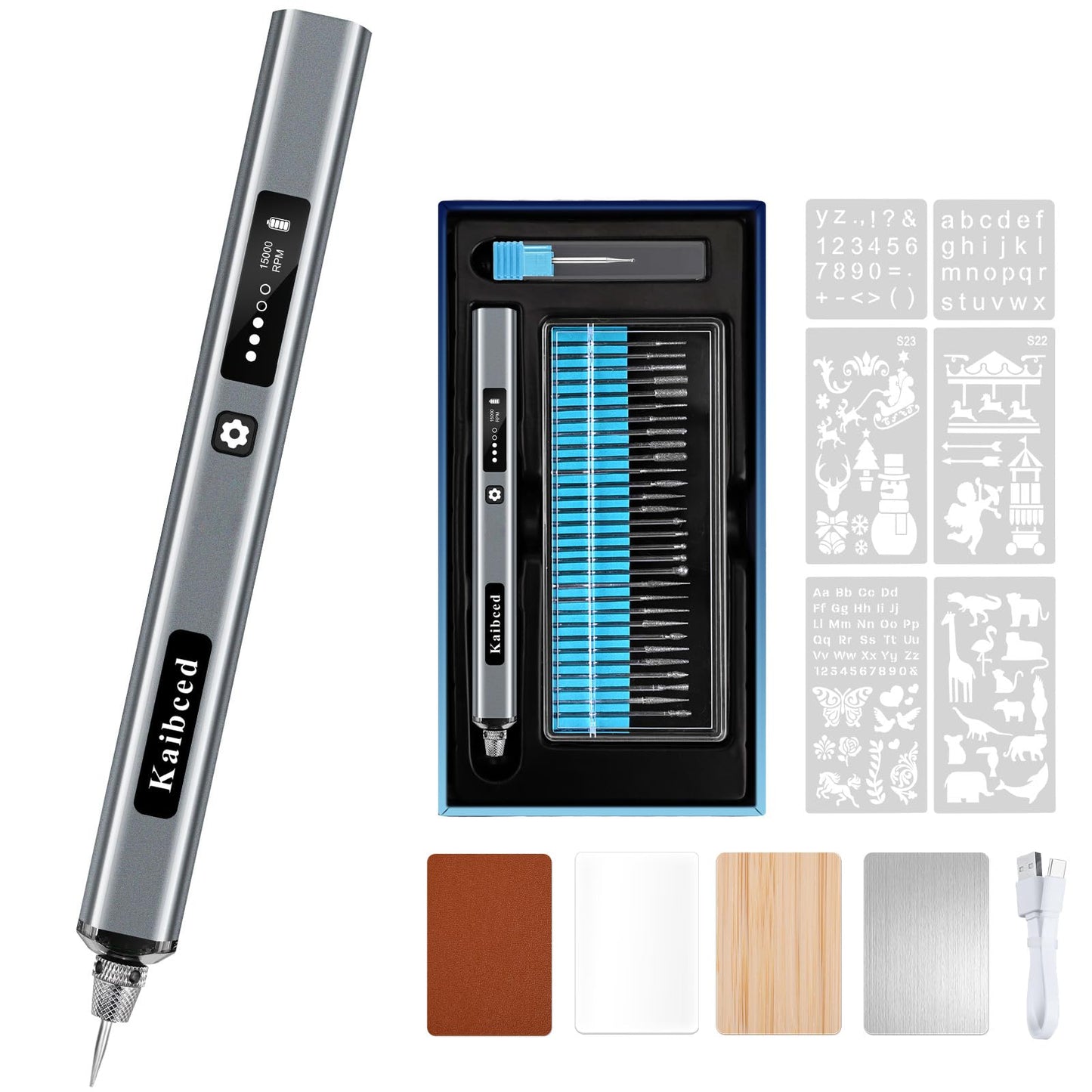 Engraving Pen, Ultimate Cordless Engraving Pen for Artists & DIYers - Engrave 60+ Surfaces - Beginner Friendly- 30 Bits & Mastery Guide (Pewter)