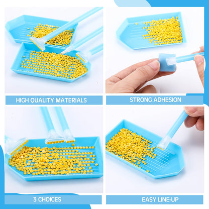 Affrolling 90 Pcs 5d Diamond Art Painting Tools and Accessories Kits Include Drill Pens with 3 Drill Sizes, Plastic Diamond Trays, Glue Clay, Rhinestone Art Painting DIY Accessories(Blue)