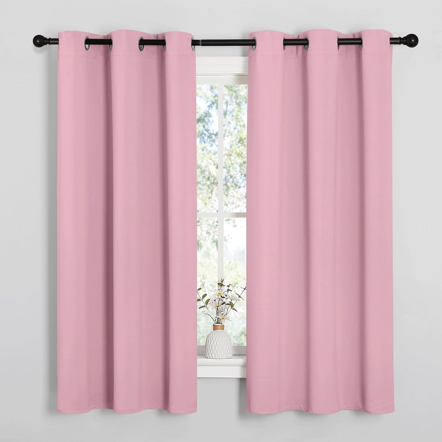 NICETOWN Blackout Curtain Panels - Thermal Insulated Draperies, 34x63 Inches, Crystal Pink (1 Pair)