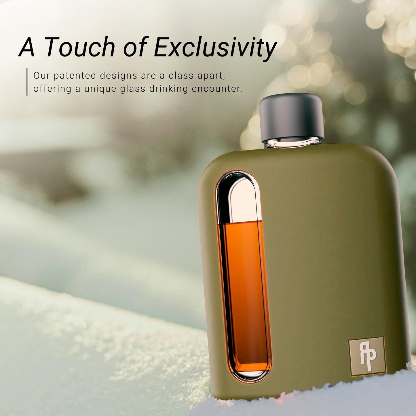 Ragproper Modern Glass Hip Flask for Men | Cork & Silicone Lid Liners | Firm Grip | Curved Edges | Durable Silicone Covered Flask for Whiskey | Liquor | Sprits | 100ml Single+ 240ml Double | Green