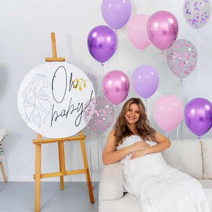 Skiennix 68Pcs Pink & Purple Balloons - 12 Inch Metallic Latex & Confetti for Birthday & Wedding Decor