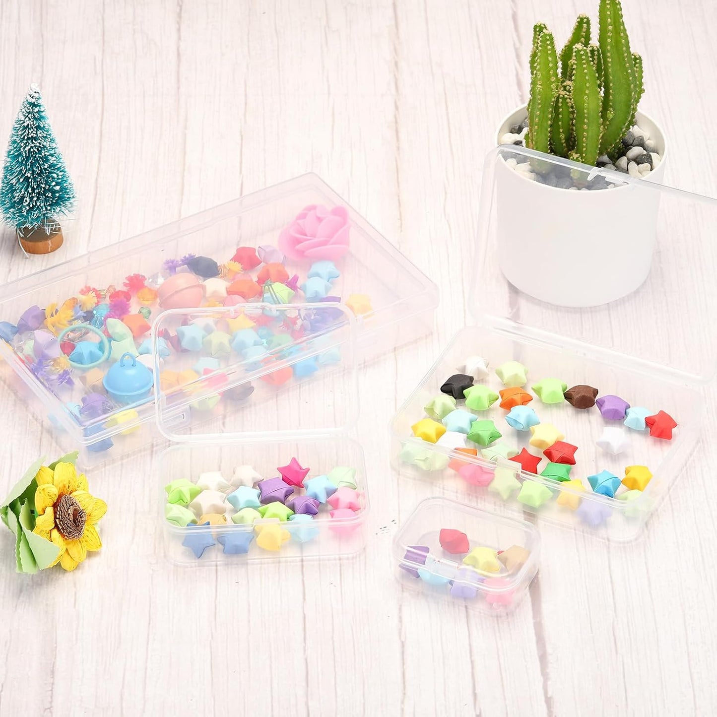 PATIKIL Clear Storage Box, 6.5x4.5x2.5in, 6Pack Stackable Rectangle Organizer for Bead Jewelry