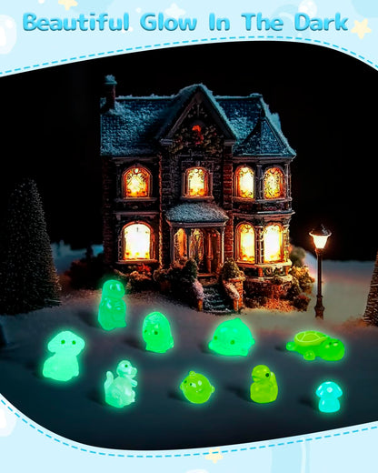 Piemow 180 Pcs Mini Resin Animals Kit - Luminous Tiny Resin Animals Figurines Accessories Gifts for Aquarium Fairy Garden Bonsai Decor