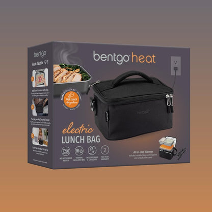 Bentgo Heat - Electric Lunch Bag & Food Warmer for Reheating Meals in Car, at Work & More - Heated Lunch Box Warmer for Adults, Students & Shift Workers, 12V/24V Auto & 120V Wall Cords (Carbon Black)