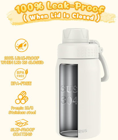 15oz GOPPUS Kids Water Bottle with Spout Lid, Toddler Water Bottle, Stainless Steel Insulated Water Bottle, Leakproof