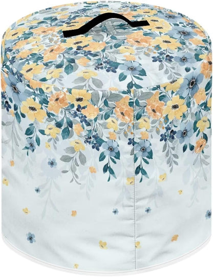Round Dust Cover for Kitchen Appliance, Floral Printed Durable Rice Cooker Air Fryer Cover 8Qt