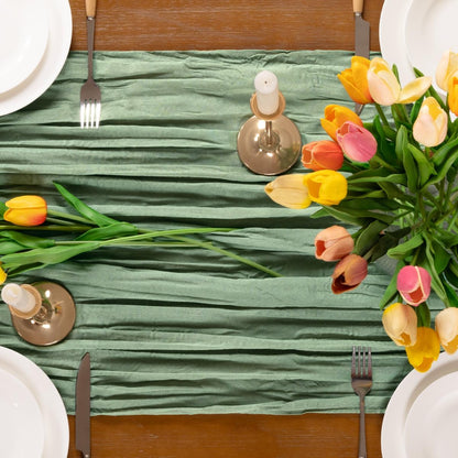 12pcs 22120 inches 10FT Sage Green Easter Spring Cheesecloth Table Runner Boho Gauze Table Runner for Spring Wedding