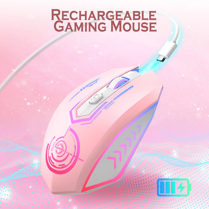 UHURU Wireless Gaming Mouse Up to 12000 DPI, Rechargeable USB-C Wireless Mouse with 7 Buttons 7 Dynamic LED Color Ergonomic Programmable MMO RPG for PC Laptop, Compatible with Windows Mac
