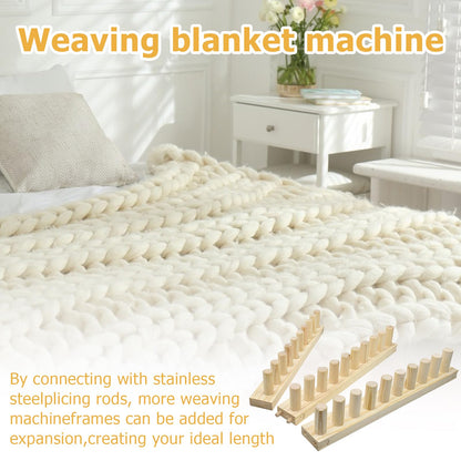 ZMJY 46" Adjustable Chunky Yarn Loom Kit for DIY Blankets | Beginner-Friendly Hand Knitting Loom with Modular Wooden Frame | No Needles Required for Family Craft, Home Decor & Stress Relief