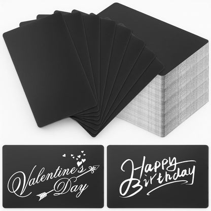 300 Pack Black Aluminum Metal Business Cards Blanks | 3.38” x 2.12” x 0.008” Laser Engraving Blanks | Premium Anodized Aluminum Name Cards for Laser Engraving, CNC, DIY Gifts, VIP & Membership Card