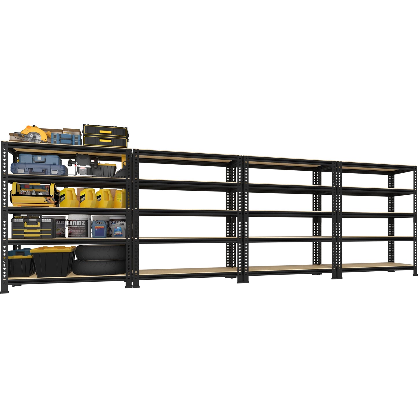 PrimeZone Heavy Duty Garage Storage Shelves, 31.5" W x 16" D x 63" H Adjustable Gargae Shelving, 5 Tier Metal Shelving Unit, Storage Shelf Utility Rack Organizer for Garage, Warehouse, Black, 4 Pack