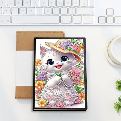 SHEGZHUC Diamond Painting Notebook Journal A5 Blank 14.5x21cm/5.7×8.26in Diamond Painting Composition Journaling Notebooks Notepad Sketchbook Diary Special Drills Girls Gifts || Cat Animal Flowers