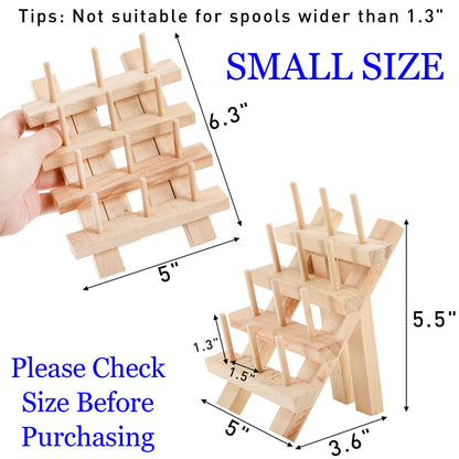 Tosnail 2 Pack 12 Spools Wooden Thread Holder, Small Thread Racks, Organizer for Sewing, Braiding and Embroidery