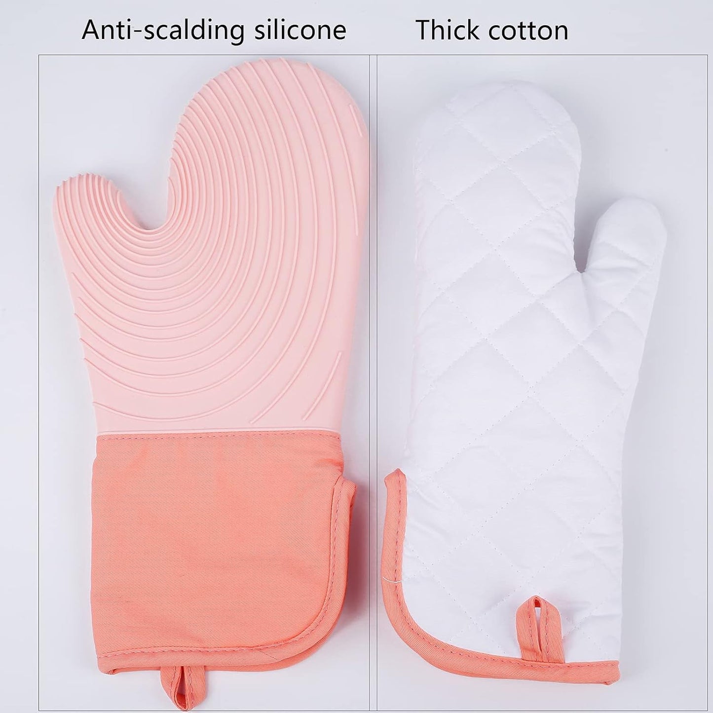 Silicone Oven Mitts with Extra Long Cuff - Heat Resistant Flexible Oven Mitt for Kitchen Baking Cooking, Machine