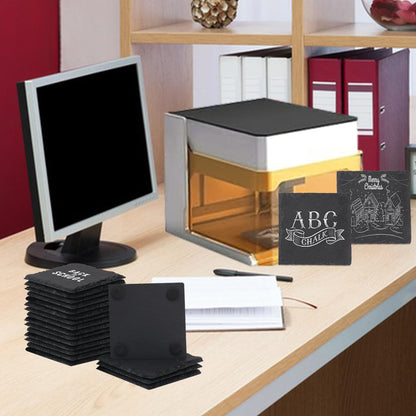 30 Pack 4 Inch Square Slate Coasters,Black Stone Coasters with Anti-Scratch Bottom, Ideal for Home Decor, Bar, Housewarming Gifts, and Laser Engraving KUKLIPJIM