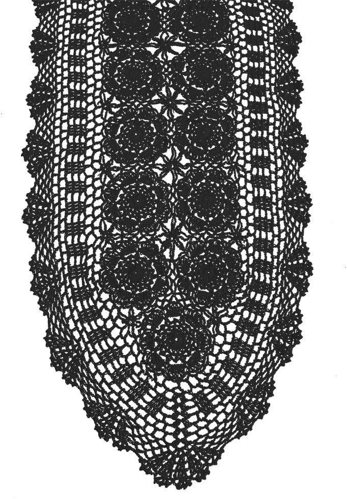 14x36 inch KEPSWET Cotton Handmade Crochet Lace Oval Table Runner Dresser Console Coffee Table TV Stand Decor Black