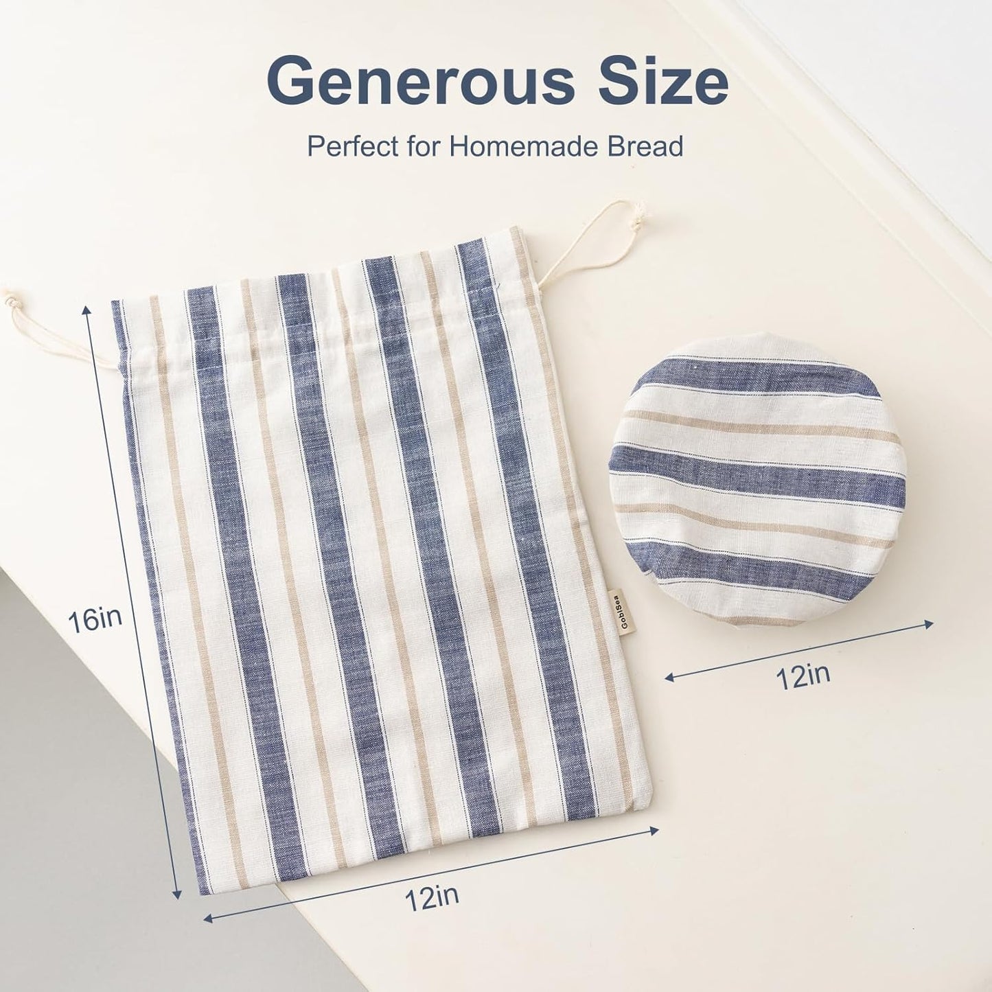 Bread Bags for Homemade Sourdough, Reusable Linen Storage Bag with Bowl Cover, Plastic Lined, Bread Proofing Cover