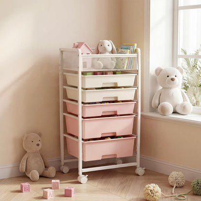Rolling Craft Cart with 5 Drawers, Art Craft Organizers and Storage with Lockable Wheels, Rolling Utility Cart for Organizing Arts and Crafts,Yarn,Toy, School Supplies, Nail Product, Sewing Supplies
