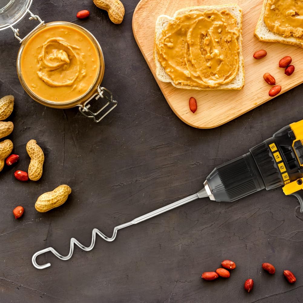 homfanseec Tool(11.81inch) Peanut Butter Stirrer Stainless Steel,Peanut Butter Mixer Hand Crank, Peanut Butter Stirrer