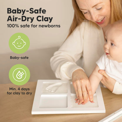 KeaBabies Baby Hand and Footprint Kit - Baby Footprint Kit, Clay Handprint Keepsake Frame, Pets Paw, Newborn Collage Picture Frame, Personalized New Mom Gifts for Showers & Registry (Alpine White)