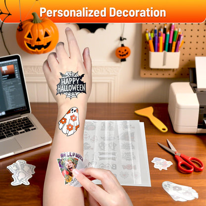TransOurDream Sublimation Sticker Paper for skin - 10Sets White sublimation Tattoo Paper, 30 Sheets (10 Transfer+10 Tattoo+10 Film) 8.5"x11", Sublimation Blanks DIY Custom Temporary Tattoos