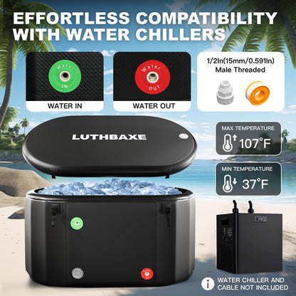 Cold Plunge | Upgraded 218 Gallon Inflatable Ice Freestanding Bathtub with 5 Layers Durable Design | Portable Cold Water Bath for Athletes' Recovery | Ice Bath for Outdoor and Camping | Black