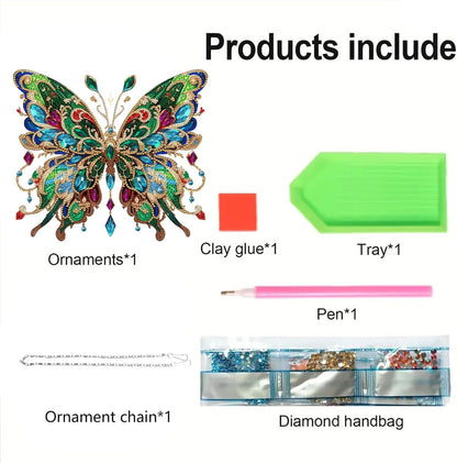 STGLCR DIY Hanging Diamond Art Pendant Painting Kit Colourful Butterfly, Special Crystal Gem Craft Painting Kit Ornament Double Sided Diamond Art Suncatcher Window Hanging Ornament 7.8inch