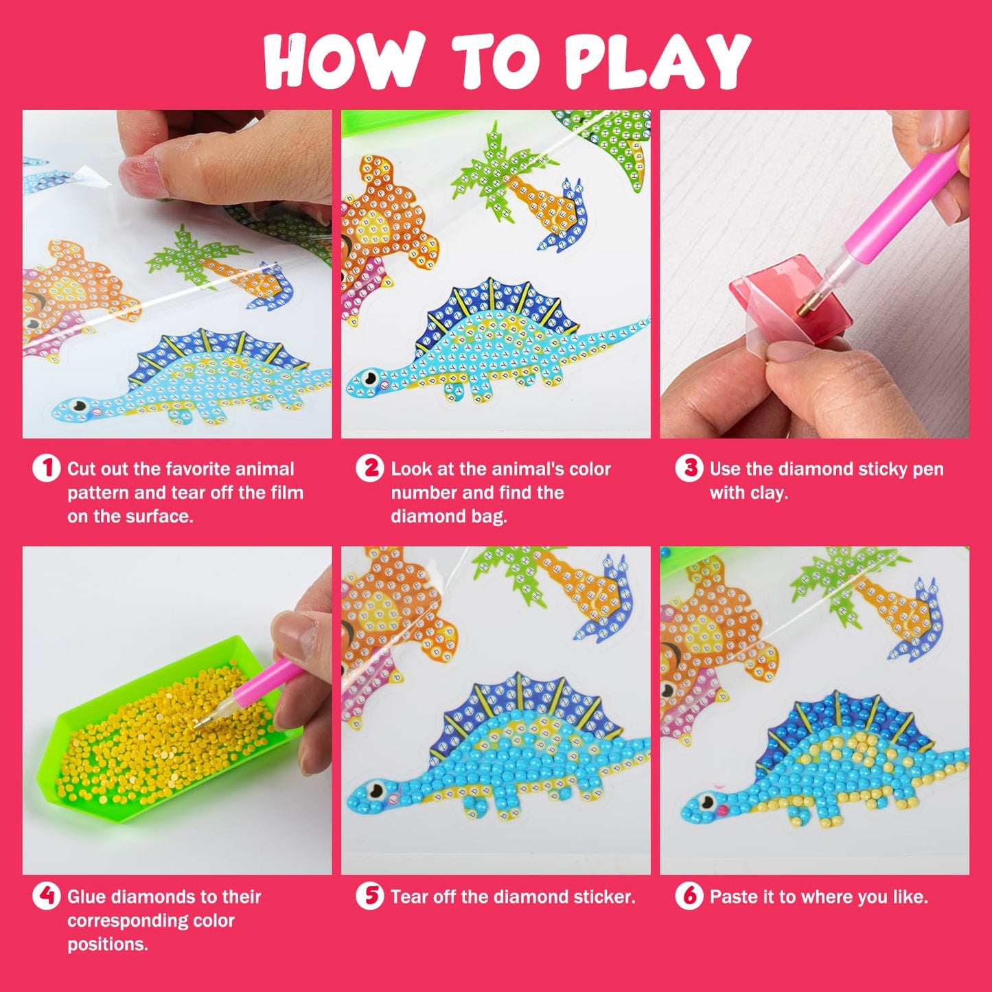 Labeol Diamond Art Kits for Kids Boys and Girls Ages 6-8-10-12 Easy to DIY Creative Diamond Art Sticker Craft by Numbers Kits for Kids and Adult Beginners (Butterfly)