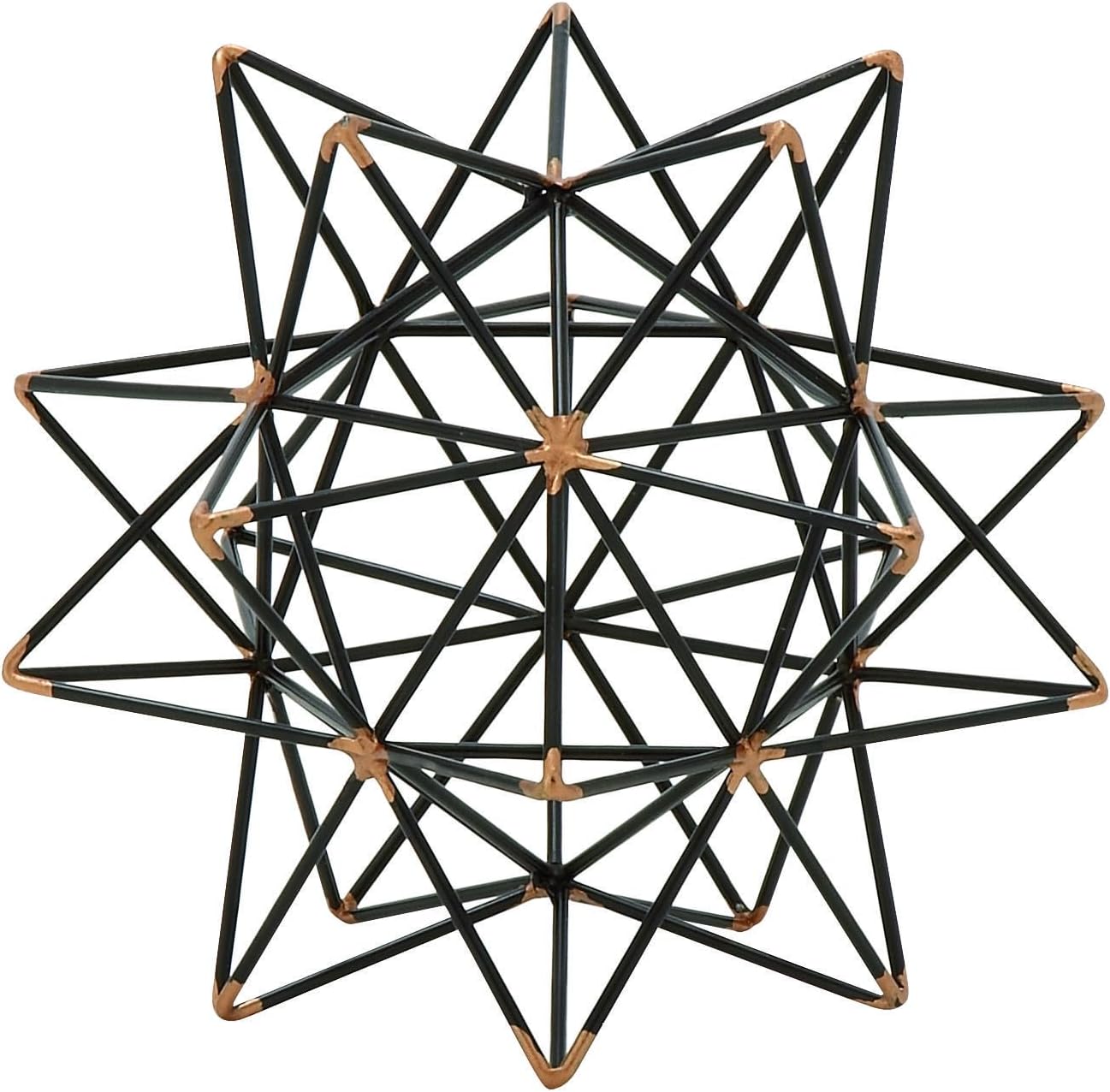 Deco 79 Metal Geometric Decorative Sculpture Home Decor Statue with Gold Accents, 7" x 7" x 7", Black