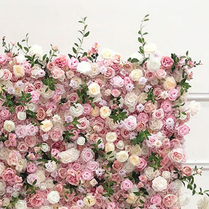 UYCVT Handmade Pale Pink Champagne Rose Wall Large Artificial Flower Wall Backdrop Panels, Rose Wedding Backdrop 3D Floral Wall Fabric Flower Wall for Party Baby Shower Bridal -2m*2m/6.56 * 6.56FT