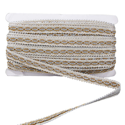 Hobbspring 15.8 Yards Gimp Braid Trim5/8 inch Wide Wave Pattern Polyester Ribbon Polyester Woven Fabric Decorative Trim for Curtain Costume Sewing Jewelry Crafts Embellishment (Silver)