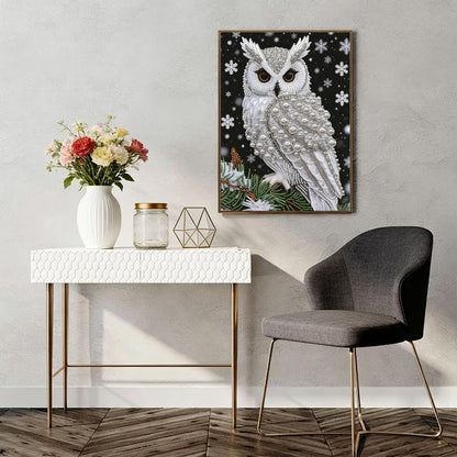 SuuTang 5D Diamond Art Pearl Painting Kits for Adults, Special Shaped Owl Beaded Art Kit for Beginners, 13.8X17.8inch, DIY 3D Plastic Pearl Diamond Dots Gem Art Craft, Home Wall Decor Gift