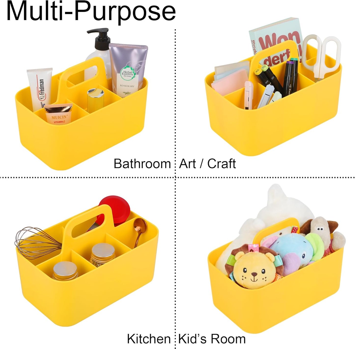 Tiawudi 2 Pack Caddy Organizer with Handle, Portable Storage for Cleaning, Bath, Makeup, Art, Craft, Classroom