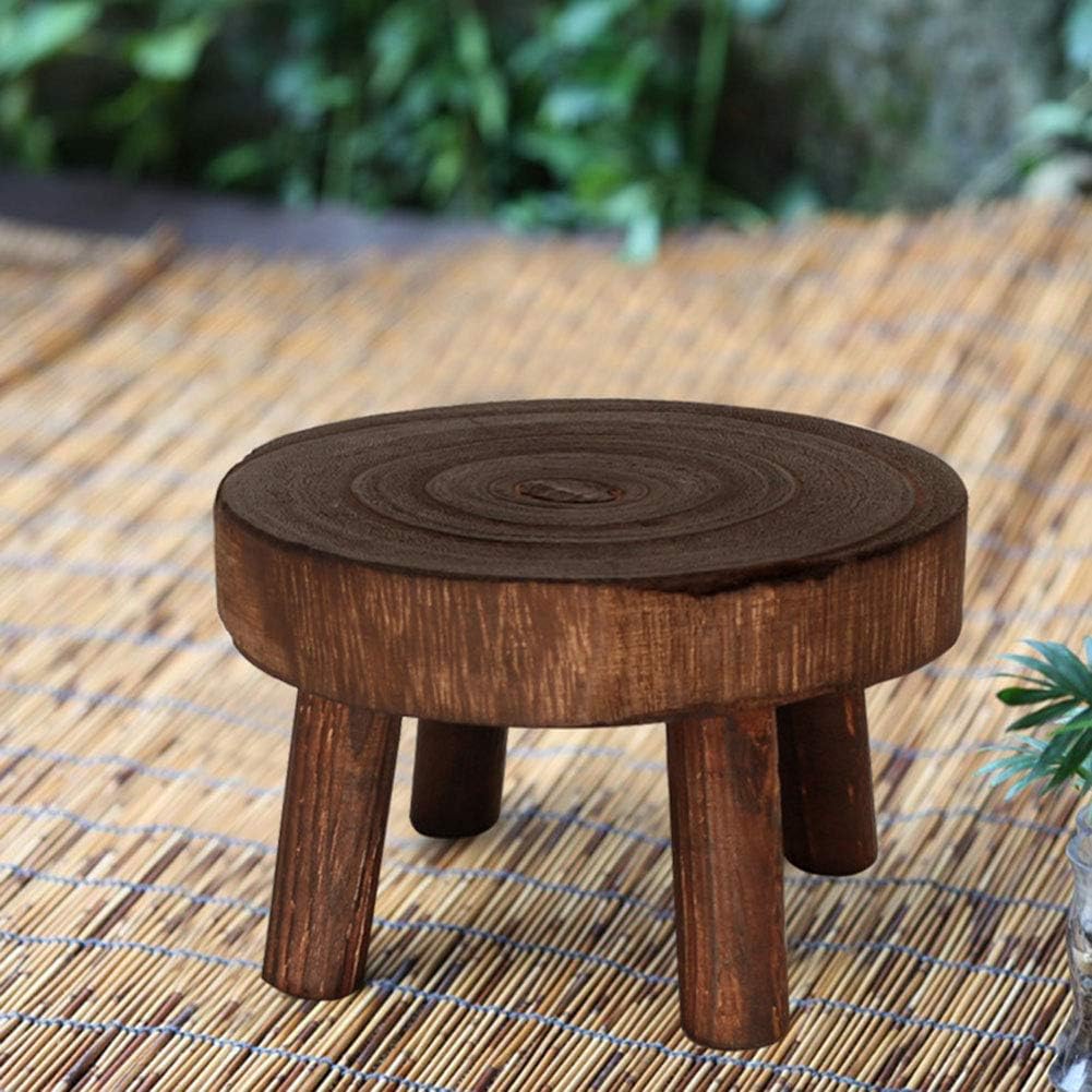 Mini Wooden Stool Flower Display Stand, Potted Plant Shelf Succulents Bonsai Rack, Vintage Wood Grain Garden Plant Pot