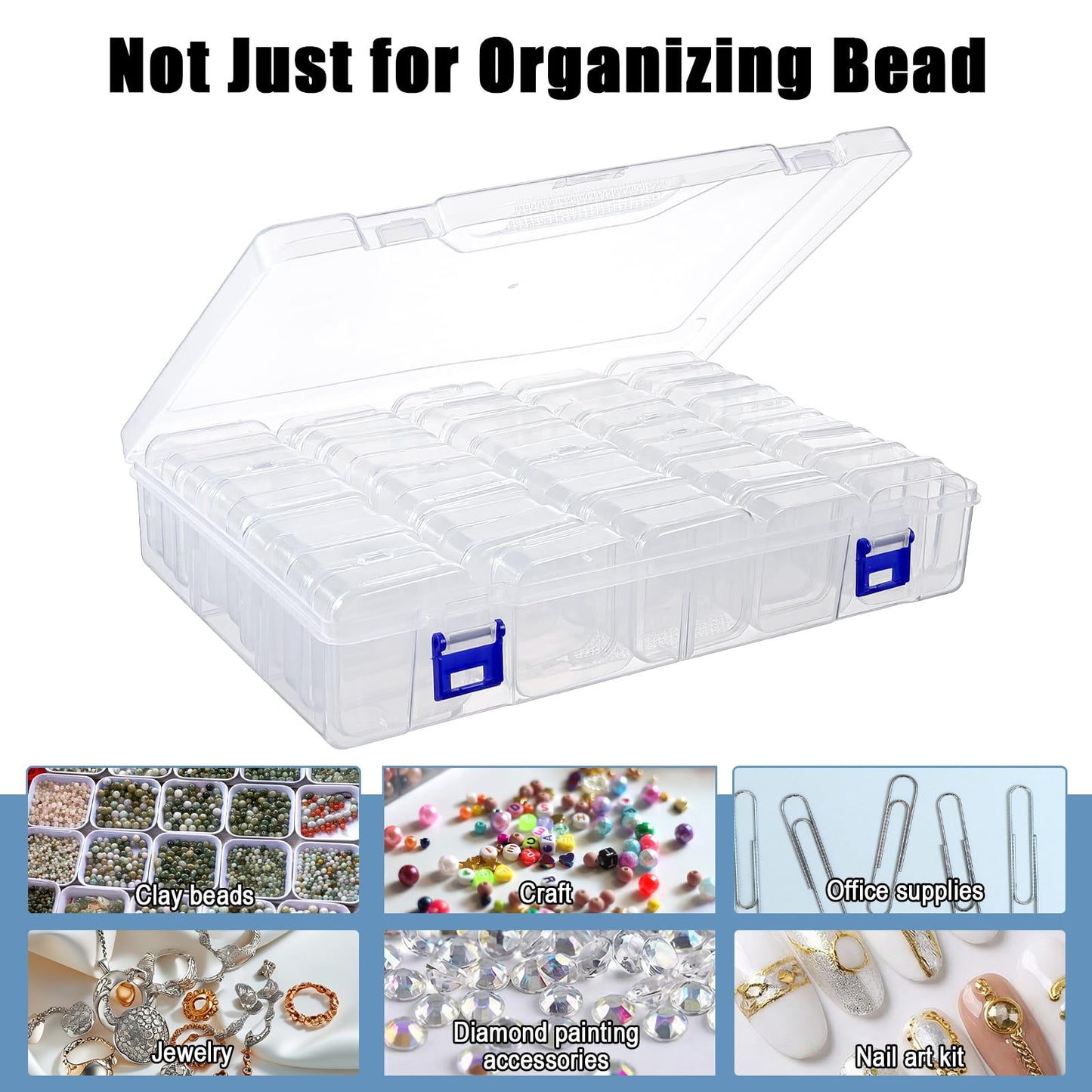 PercyEffie 3 Pack Bead Organizer Box,135Pcs Small Clear Storage Boxes with 3 Ppcs Labels, Mini Clear Storage Containers Boxes with Hinged Lid Jewelry DIY Bracelet Screws Seeds Small Parts