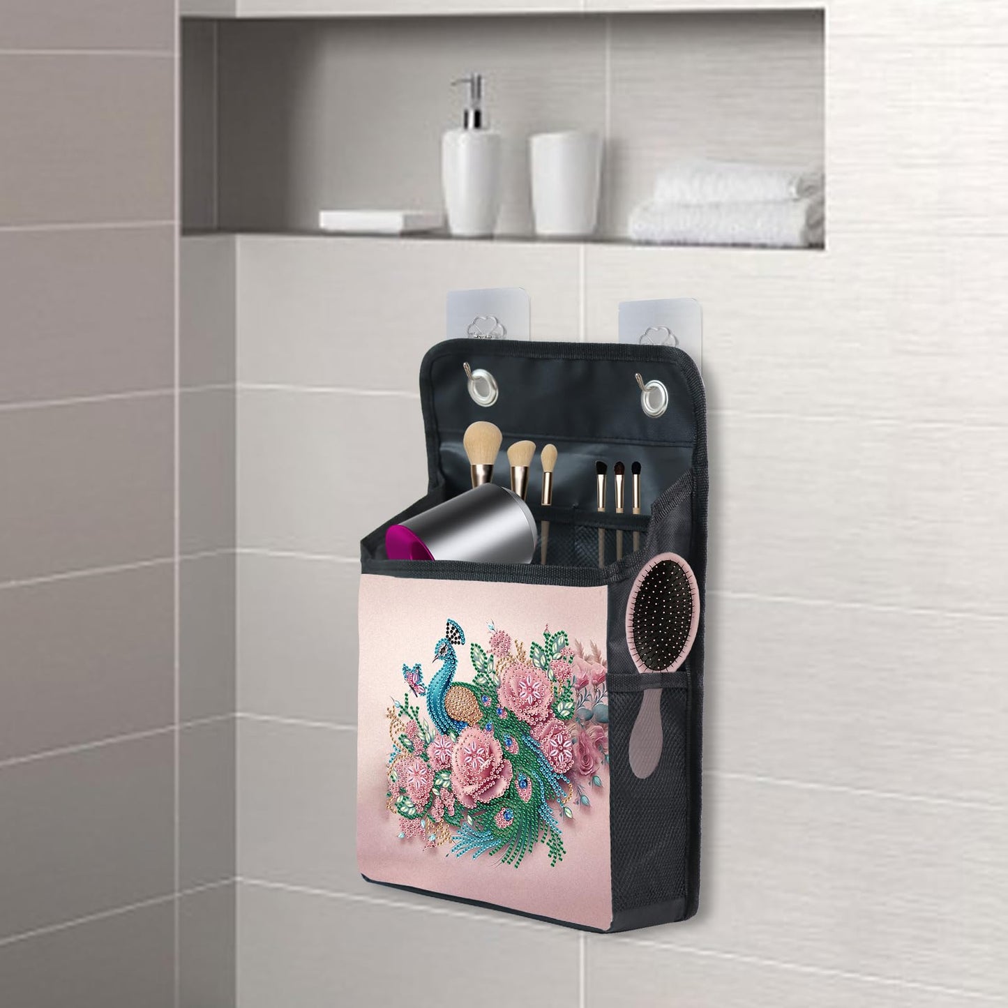 Diamond Painting Storage Organizer Kit with Beautiful Pattern Design Round and Special Shape Diamond Art Kit，Door Hanging Holder Suitable for Storing Small Items, Foldable Wall Pouch Without Hooks