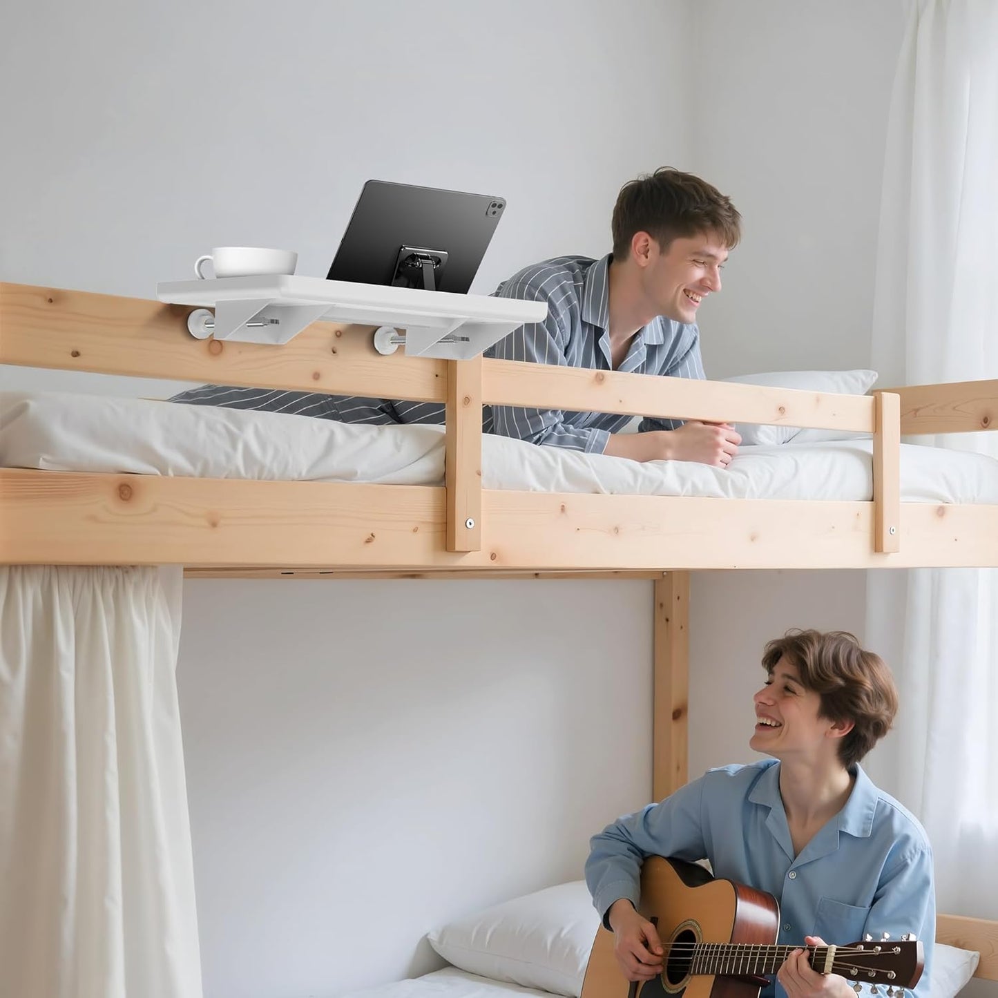 Bedside Shelf for Dorm Bunk Bed, Clip On Nightstand, Bed Side Table Tray Organizer, College Dorm Room Essentials