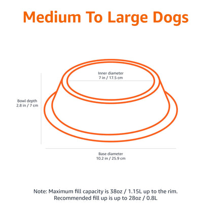 Amazon Basics Stainless Steel Non-Skid Dog Bowl, Dishwasher Safe, Rust Resistant, Single