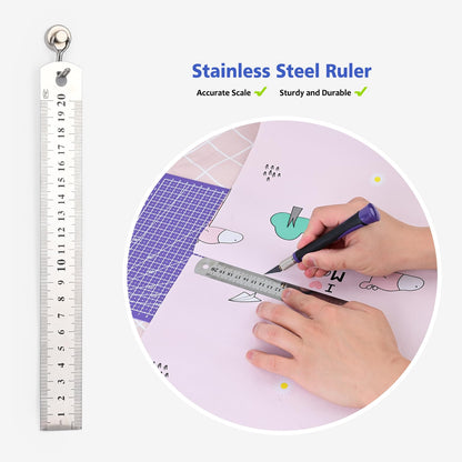EHDIS Exacto Knife Set Utility Craft Precision Hobby Knife Tool with Cutting Mat,6 inch Vinyl Squeegee, Steel Ruler, for Sewing Crafts Hobby Fabric Precision Scrapbooking Project (Purple)