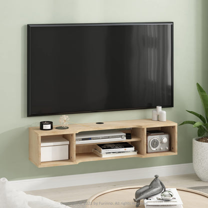 Furinno Indo Floating Storage Hutch Media Console, Marcy Oak