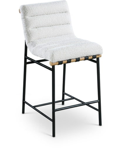 Meridian Furniture 857Cream-C Burke Collection Modern | Contemporary Boucle Fabric Upholstered Counter Stool, Cream, 18" W x 24" D x 37.5" H
